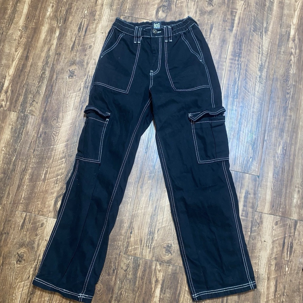 BDG UO Black Cargo Heavy Stitch Skater Jeans Size 26